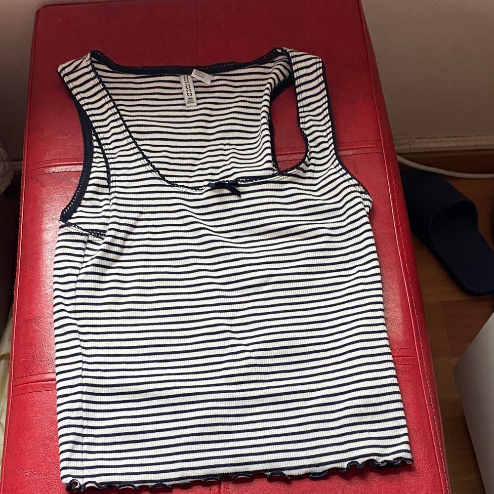 H&M Black and White Striped Tank Top